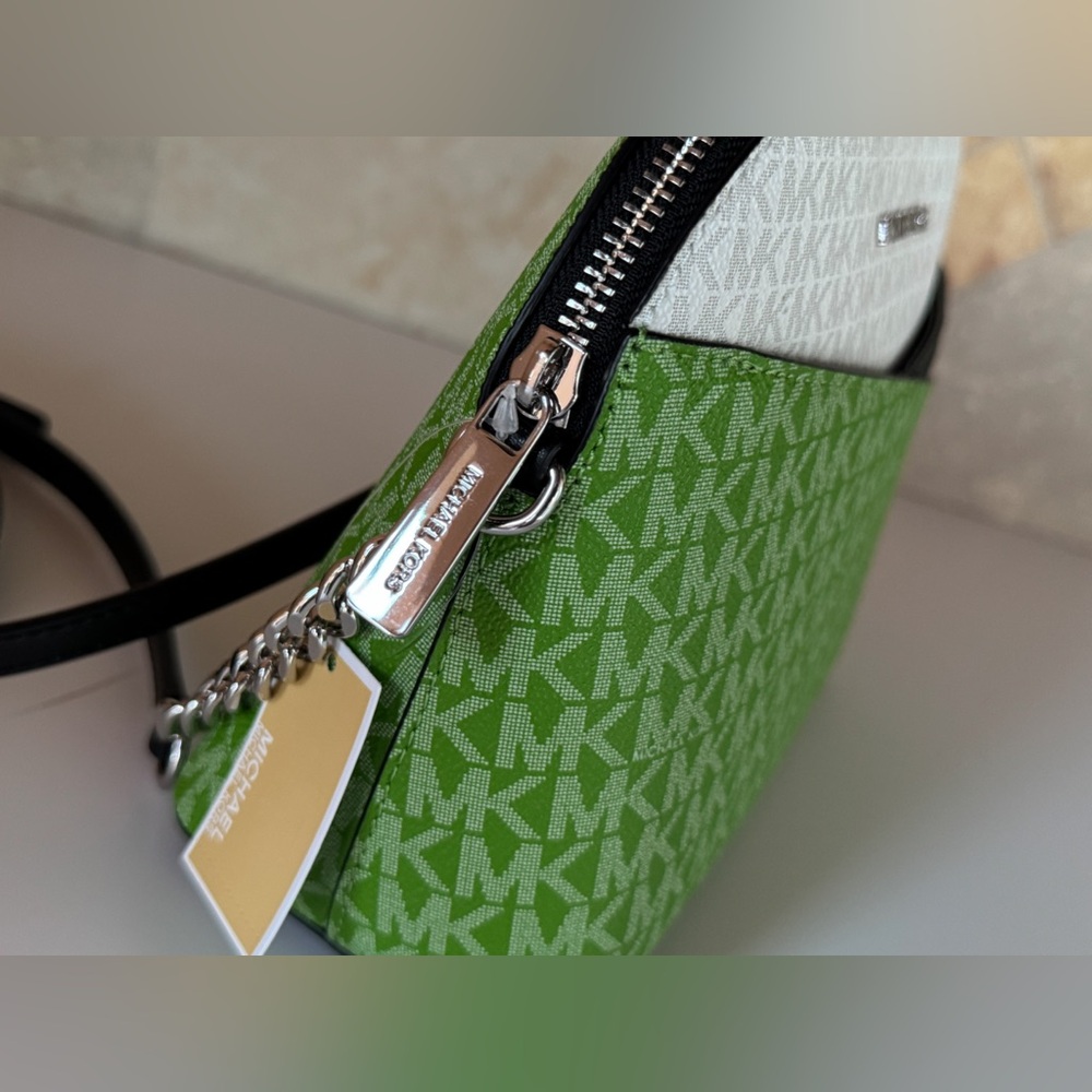 Michael Kors Jet Set Travel Dome Shoulder Crossbody Bag MK Green Multi - Picture 11 of 15